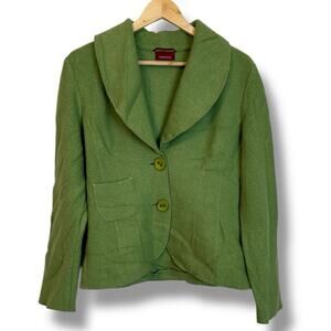 Bianca Green Boiled Wool 2-Button Blazer Jacket Soft Shell Size 8 Art To Wear